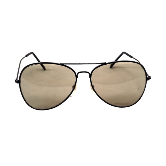 vintage wire frame retro aviator sunglasses with brown lenses black frame unisex - Picture 1 of 8